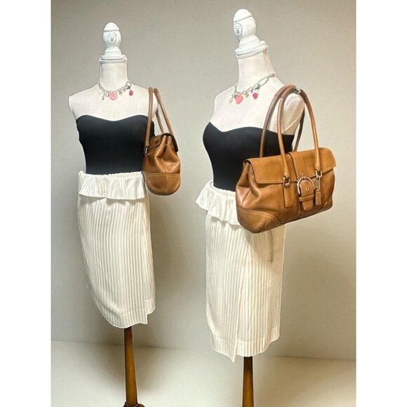 VTG Coach Soho Hampton Buckle Flap Satchel 9550 Tan Leather Nickel Y2K Bag - Picture 2 of 8